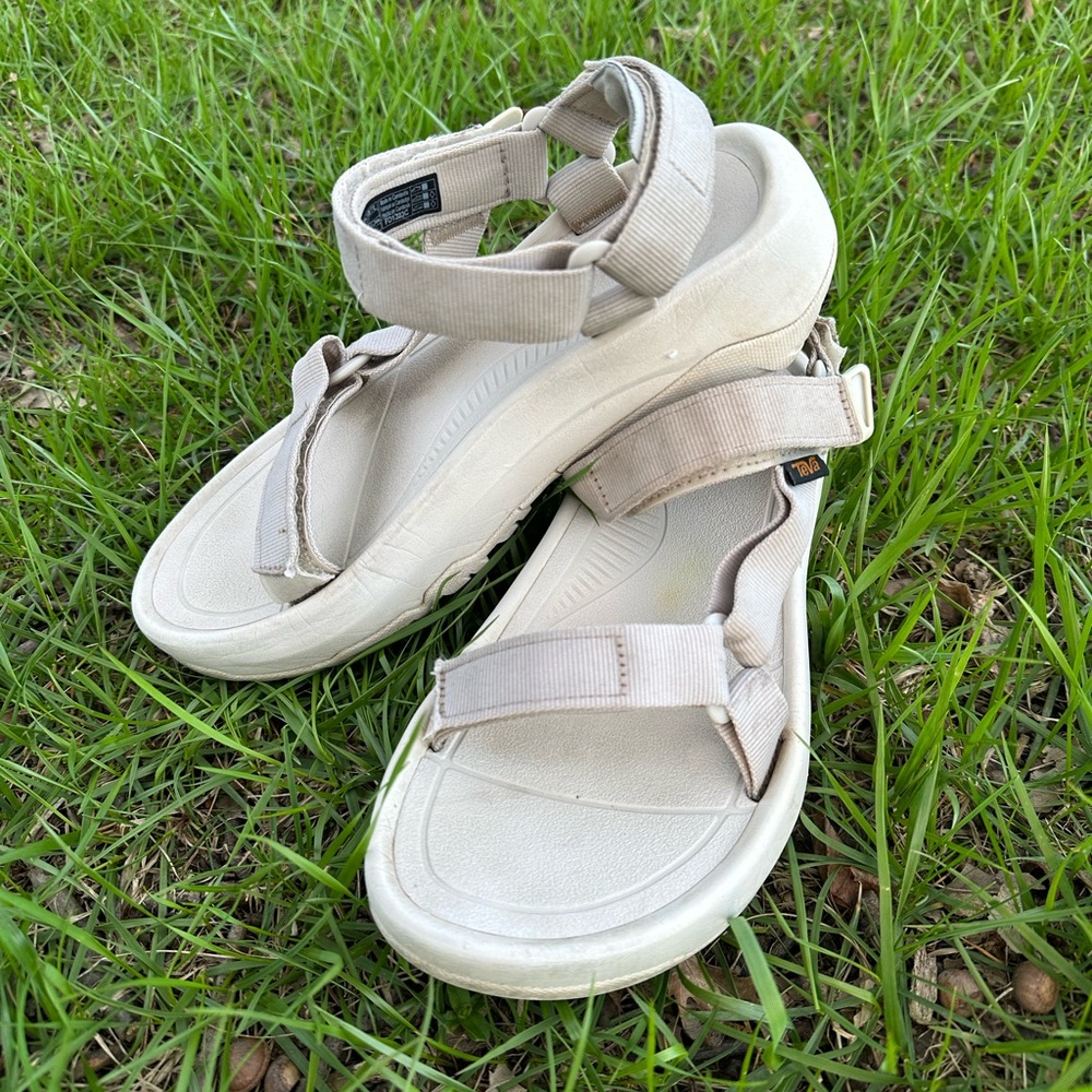 Teva Cream Sandals with Adjustable Straps and Contoured Footbed